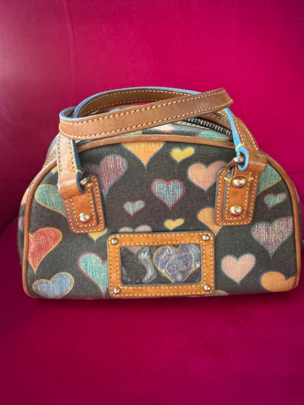 Dooney & Bourke Y2K Heart Print Mini Barrel Bag + Coin Pouch - Picture 8 of 12